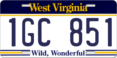 WV license plate 1GC851