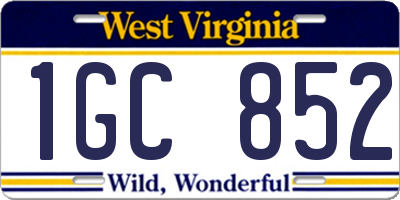 WV license plate 1GC852