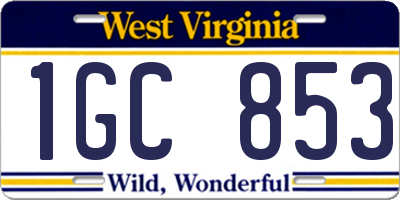 WV license plate 1GC853
