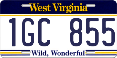 WV license plate 1GC855