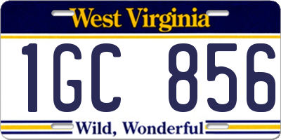 WV license plate 1GC856