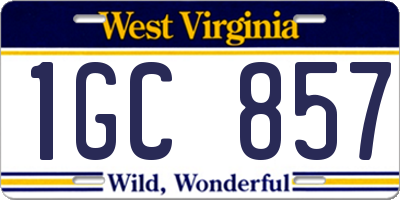WV license plate 1GC857