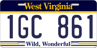 WV license plate 1GC861