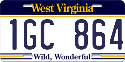 WV license plate 1GC864