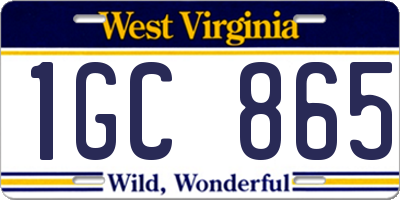 WV license plate 1GC865