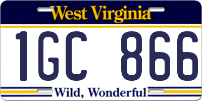 WV license plate 1GC866