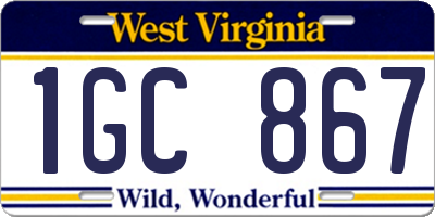 WV license plate 1GC867