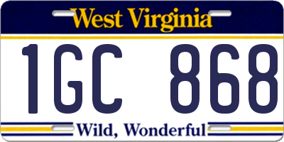 WV license plate 1GC868