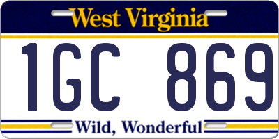 WV license plate 1GC869