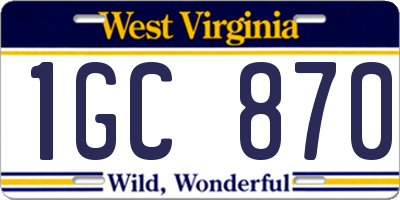 WV license plate 1GC870