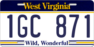 WV license plate 1GC871