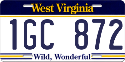 WV license plate 1GC872