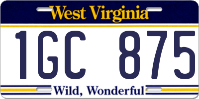 WV license plate 1GC875