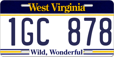 WV license plate 1GC878