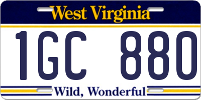WV license plate 1GC880