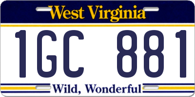 WV license plate 1GC881