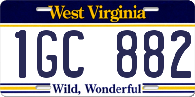 WV license plate 1GC882