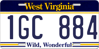 WV license plate 1GC884