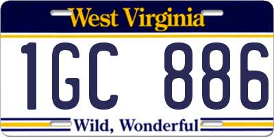 WV license plate 1GC886