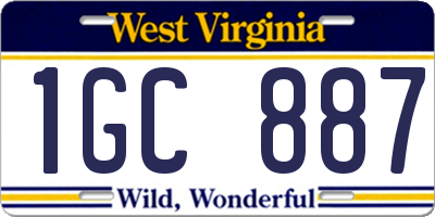 WV license plate 1GC887
