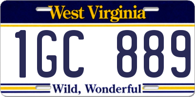 WV license plate 1GC889