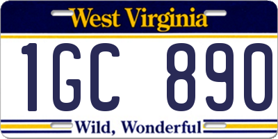 WV license plate 1GC890
