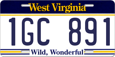 WV license plate 1GC891