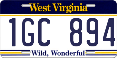 WV license plate 1GC894