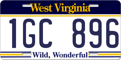 WV license plate 1GC896