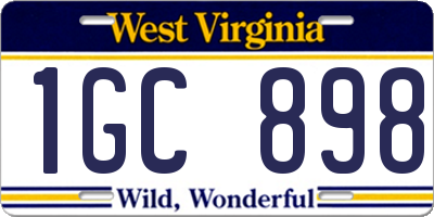 WV license plate 1GC898