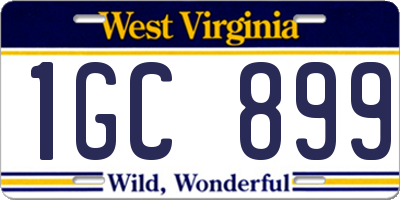 WV license plate 1GC899