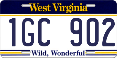 WV license plate 1GC902