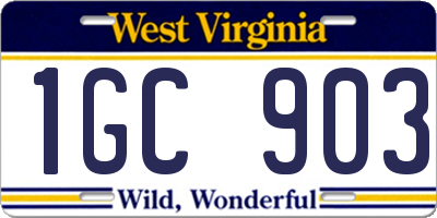 WV license plate 1GC903