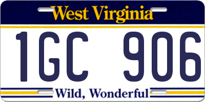 WV license plate 1GC906