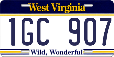 WV license plate 1GC907