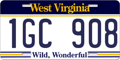 WV license plate 1GC908