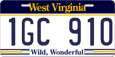 WV license plate 1GC910