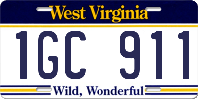 WV license plate 1GC911