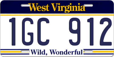 WV license plate 1GC912