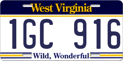 WV license plate 1GC916