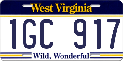 WV license plate 1GC917