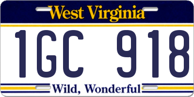 WV license plate 1GC918