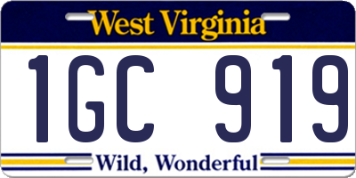 WV license plate 1GC919