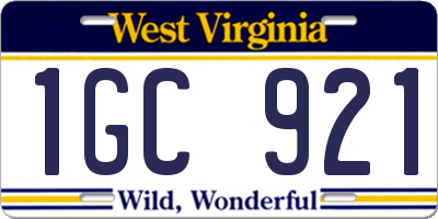 WV license plate 1GC921