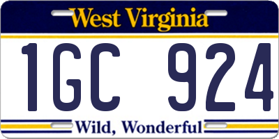 WV license plate 1GC924