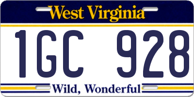 WV license plate 1GC928
