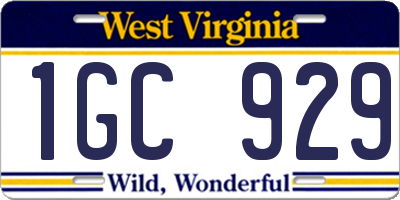 WV license plate 1GC929