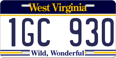 WV license plate 1GC930