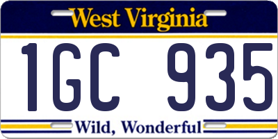 WV license plate 1GC935