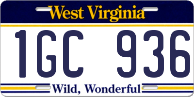 WV license plate 1GC936